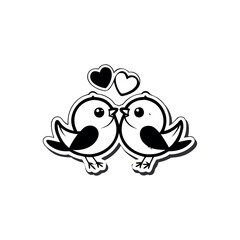 Black Silhouette Valentin's day love bird Vector