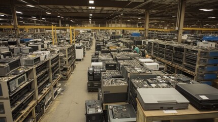 Massive Warehouse Filled With Electronic Scrap Components