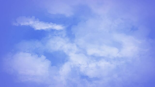 Soaring Up Through the Clouds 4k Loop features a view of a blue sky floating upward through moving clouds in a loop.