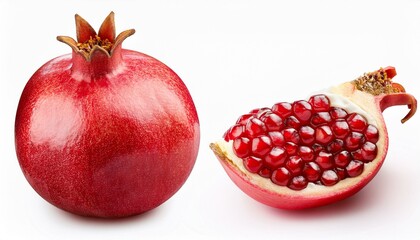 set of pomegranate isolated on white background