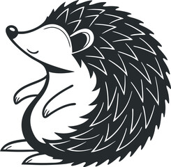 Hedgehog Curled Up Black Silhouette – Minimalist Vector Illustration of a Spiky Animal in Resting Position, Perfect for Logos, Stickers, T-Shirts, Prints, Posters, Tattoos, Wildlife Art, and Design