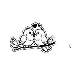 Black Silhouette Valentin's day love bird Vector