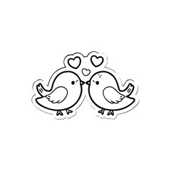 Black Silhouette Valentin's day love bird Vector