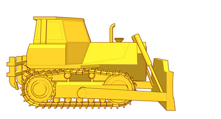 Bulldozer sketch concept 3D illustration