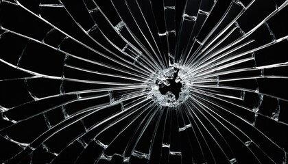 Obraz premium broken glass on the black bachground isolated realistic cracked glass effect