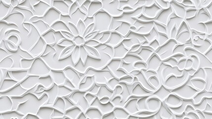 Close up of a white wall with Islamic pattern seamless texture background