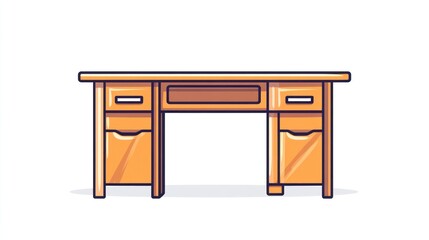 Fototapeta premium Modern Office Desk Illustration, Simple Style, Suitable for Web/Print