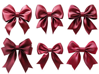 Elegant red satin bows in various styles and designs, perfect for gifts and decorations