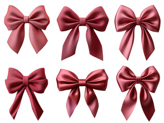 Elegant red bows in various styles and textures, perfect for gifts and decorations