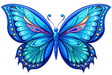 vector of beautiful wings of a blue butterfly isolated on a white