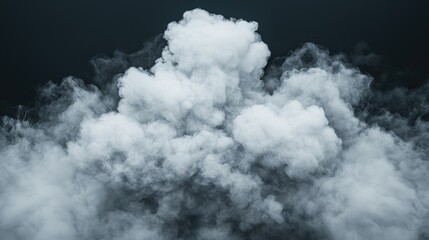 Dense White Smoke Clouds Against Dark Background