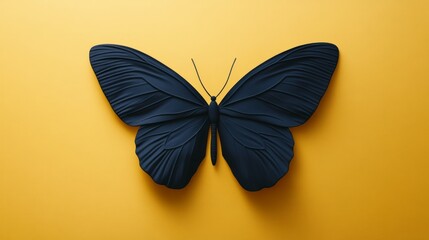black butterfly on yellow background