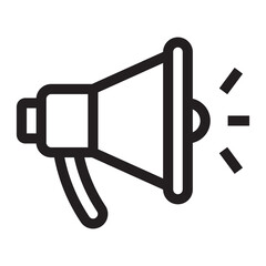 Megaphone icon, announcement and loudspeaker symbol, black and white vector illustration isolated on white background.