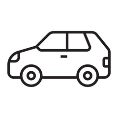 Car icon, personal vehicle symbol, transportation and driving concept, black and white vector illustration isolated on white background.