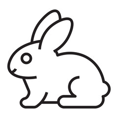 Rabbit outline icon, cute bunny symbol, black and white vector illustration isolated on white background.