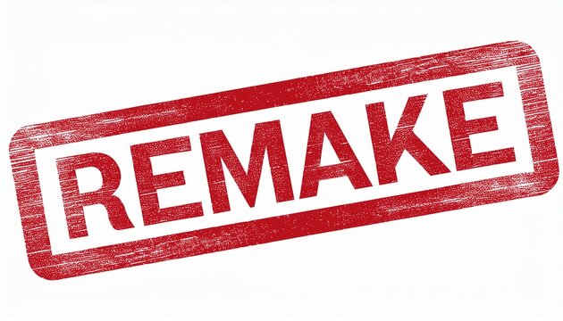 grunge red remake word rubber seal stamp on white background