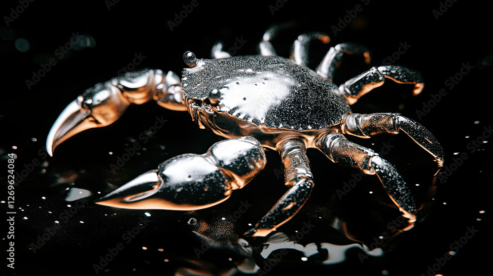 Aufkleber Exploring the Cosmos With a Sleek Crab Showcasing a Shimmering Metallic Shell
