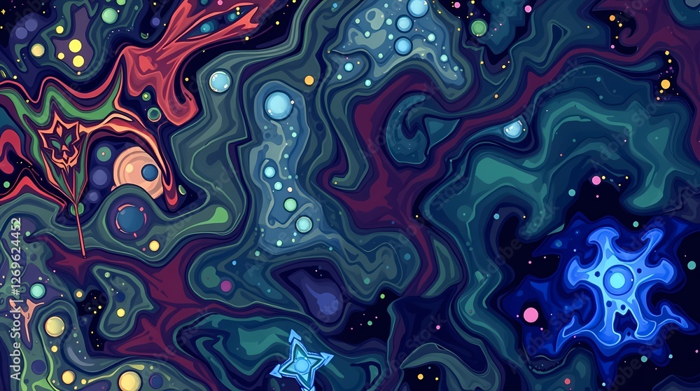 Aufkleber colorful abstract cosmic design showcasing vibrant galaxies and swirling patterns in deep space. gen