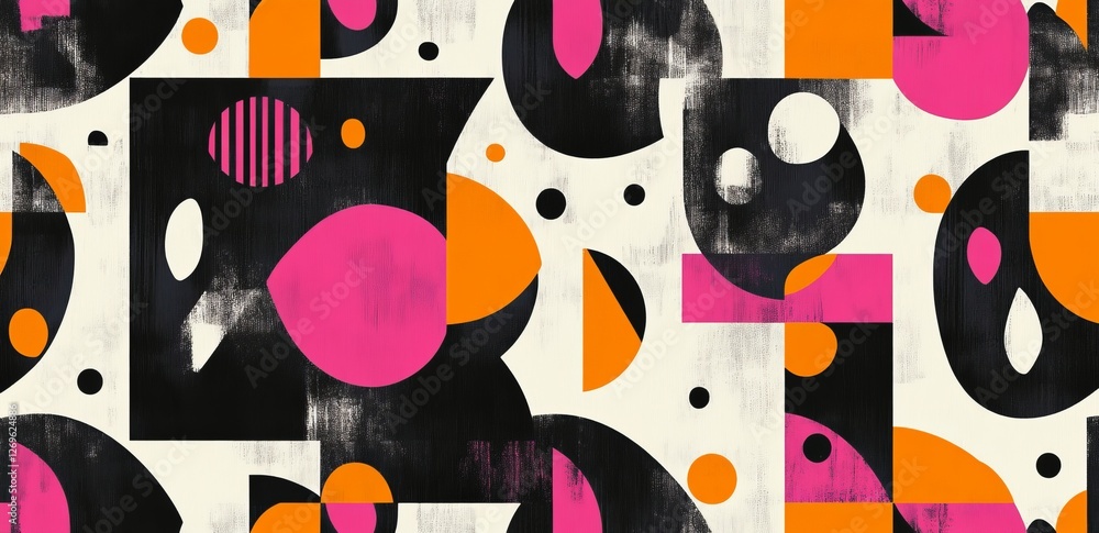 Aufkleber abstract geometric pattern with pop colors on cream background