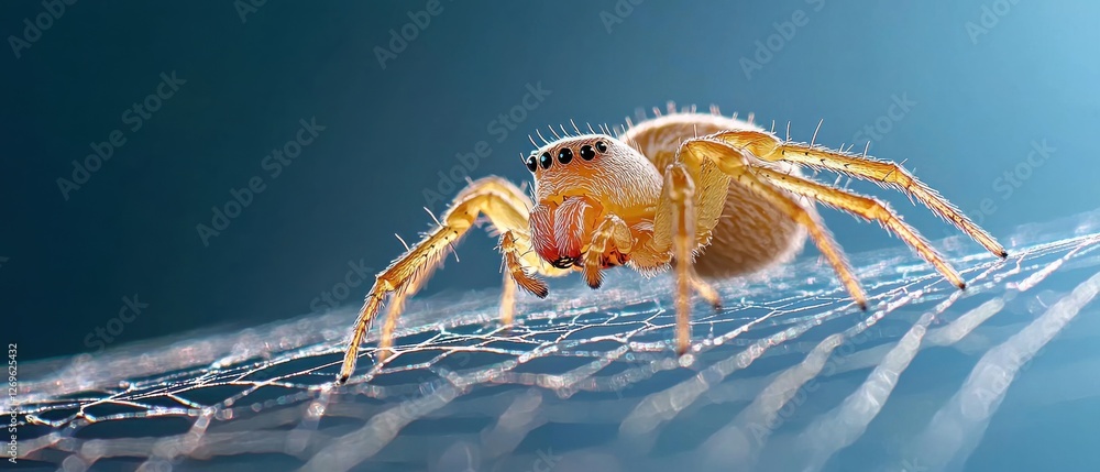 Aufkleber close-up action of a spider on a web nature macro view insect behavior