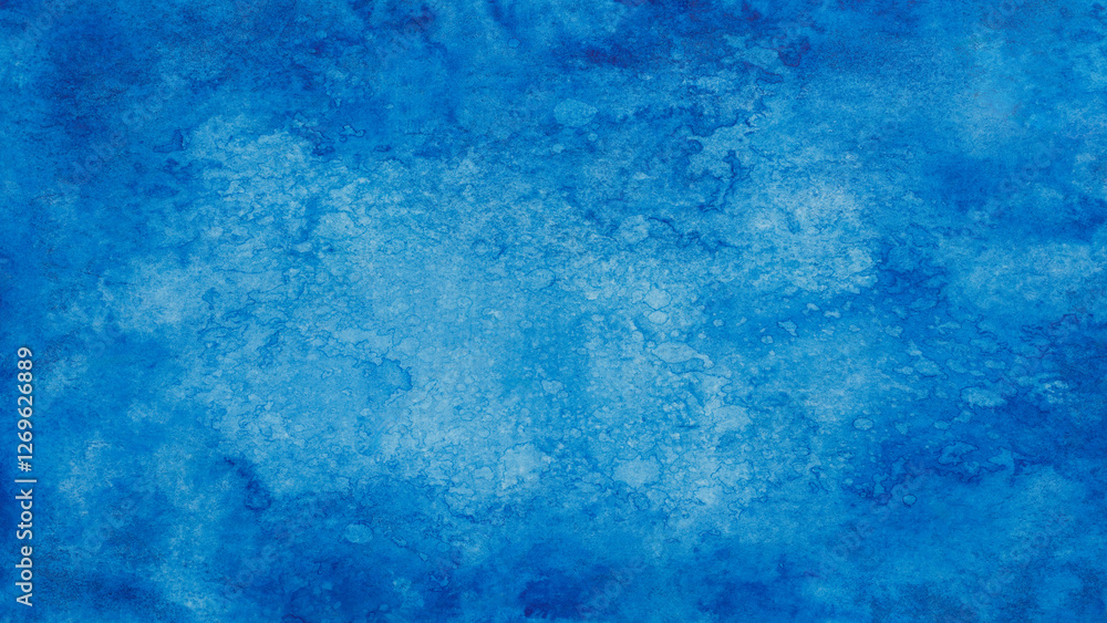 Poster blue azure turquoise abstract hand painted watercolor background on textured paper for textured back