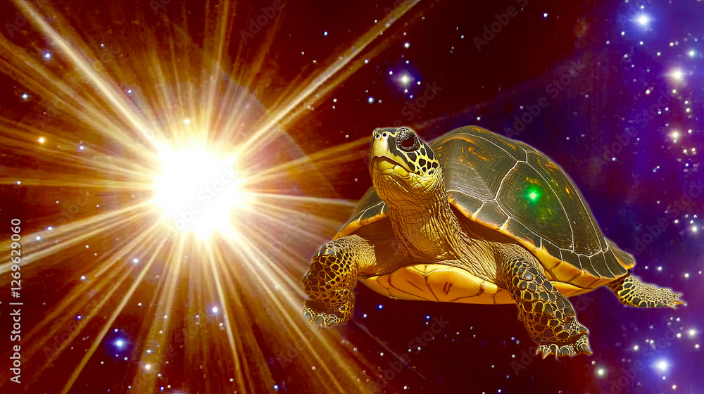 Aufkleber Turtle Journey Through Astral Space Exploring the Wonders of the Universe