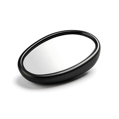 Car Side Mirror with Black Frame Isolated on White Background