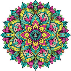 Hand drawing Mandala Vector  design, Mandala pattern colored background, Vector Illustration.