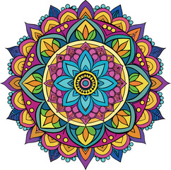 Hand drawing Mandala Vector  design, Mandala pattern colored background, Vector Illustration.