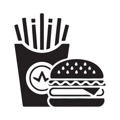 Fast food menu meal combo black and white icon vector