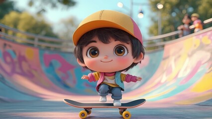 a Boy Skateboarding