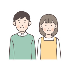 人物_線画03_笑顔の若い夫婦2_ol