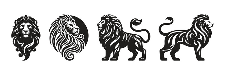 Lion logos vector illustration collection set