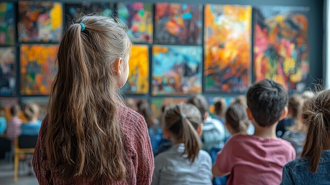 Students engaging in creative art class school environment children learning indoor setting inspiring creativity