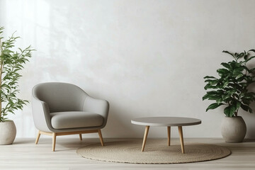 Modern home interior design. Cozy living room with stylish contemporary furniture and home decor, minimalistic apartment with decor elements