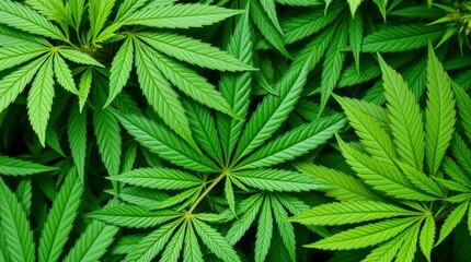 Lush Green Cannabis Leaves Background Image