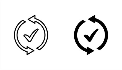 Checking process linear icon set. Successfully checked. Check mark with circle arrows. vector illustration on white background