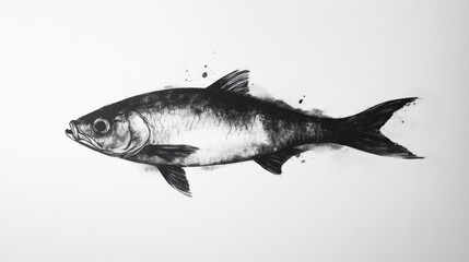Obraz premium Black and White Fish Drawing