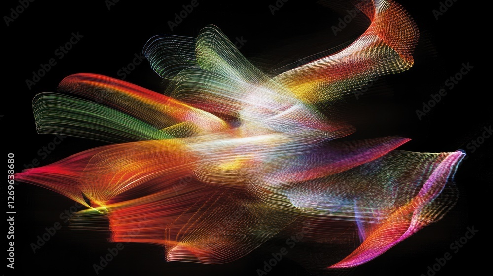 Poster abstract light trails create colorful swirling design