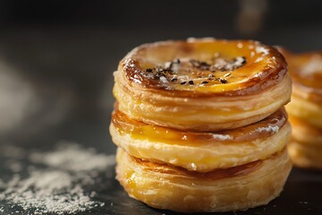 delicious pastry with layers of flaky dough and creamy filling food photography vertical format