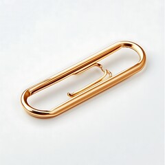 Golden Paper Clip Stationery Office Supply, Isolated on White white Background