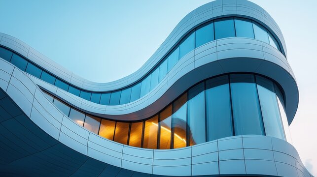 Contemporary office closeup fragment abstract modern curve architecture