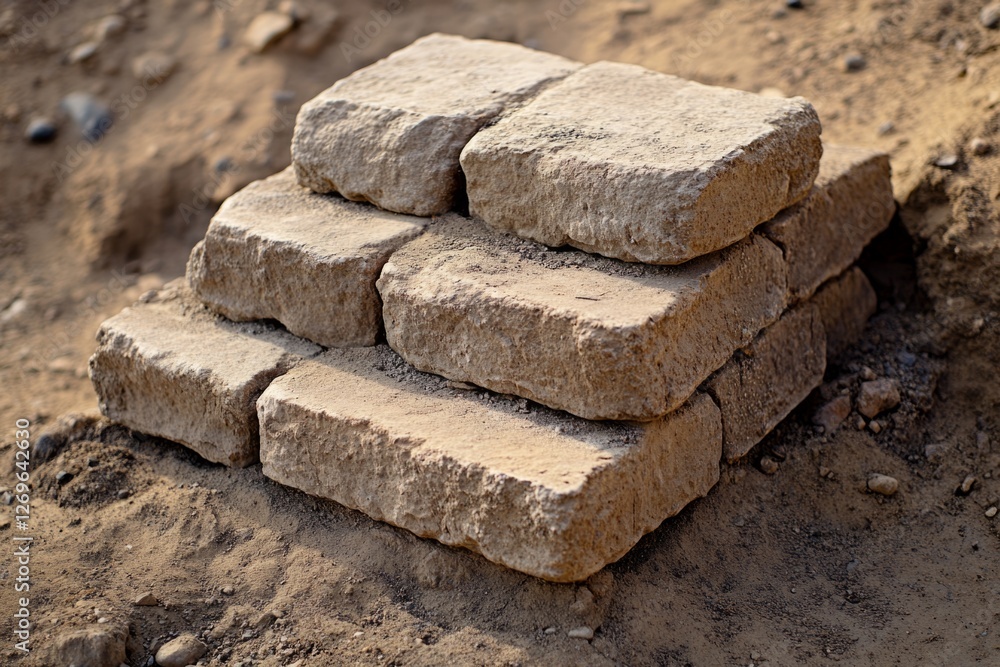 Aufkleber small stone steps being built on a construction site using large rectangular stones