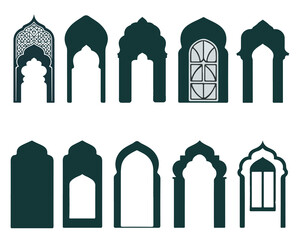 Islamic arch window or door vector set