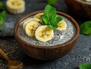 Chia Pudding with Bananas and Mint