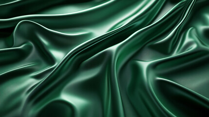Obraz premium Elegant Green Satin Fabric with Soft Waves and Beautiful Texture