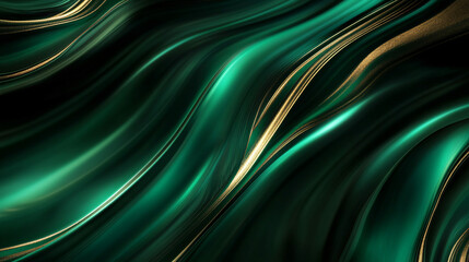 Elegant Green and Gold Flowing Pattern Background Design
