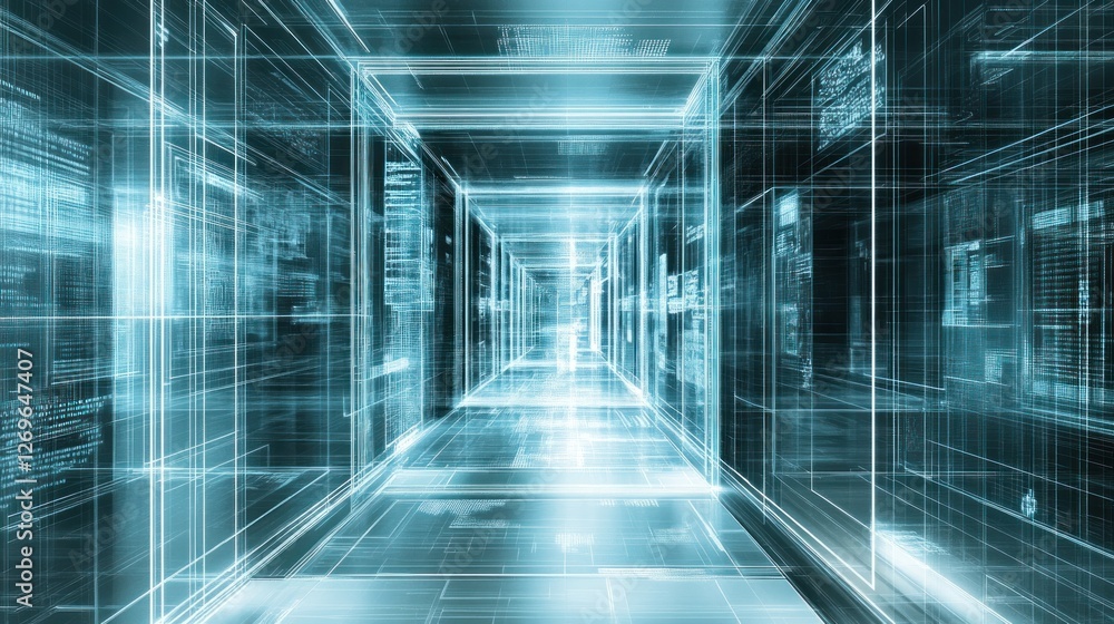Poster abstract technology tunnel: data stream in virtual reality environment