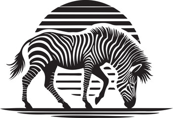 zebra and horse silhouette on white background