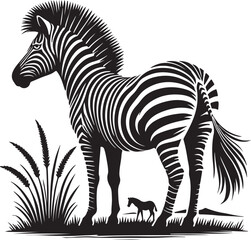 zebra and horse silhouette on white background